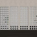 Modern White Interior Room Divider With Geometric Perforated Square And Circular Cutouts For Space Separation 3d model