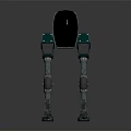 Green Black Mechanical Robot Character With Long Metallic Legs And Shiny Head