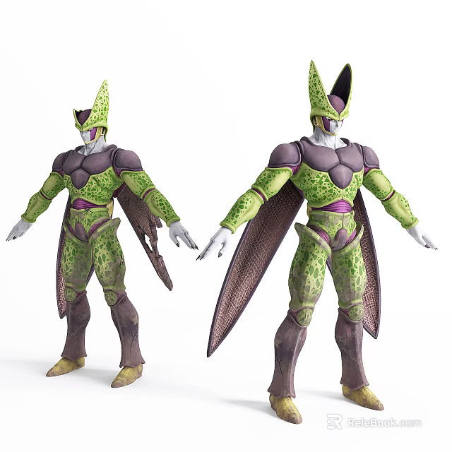 Green Spotted Humanoid Character Creature With Pointed Ears Wings And Armor Outfit Design 3d model 