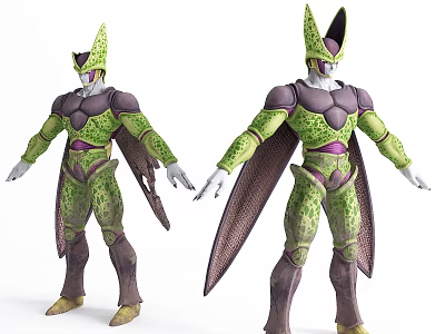 Green Spotted Humanoid Character Creature With Pointed Ears Wings And Armor Outfit Design 3d model