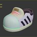 White Slip On Casual Shoes With Black Stripes And Yellow Star Label On Tongue