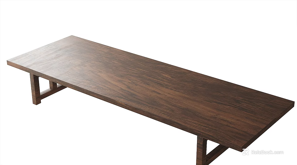 Modern Wooden Tea Table Set With Simple Design And Matching Chairs 3d model 