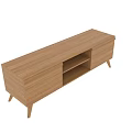 Modern Wooden TV Stand With Drawers Open Shelves And Slim Legs Design