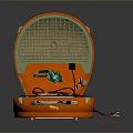 Orange Portable Record Player with Open Case and Vinyl Record Inside