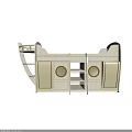 Boat Shaped Wooden Children's Bed With Storage Drawers And Patterned Mattress