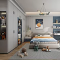 Modern Kids Bedroom With Toys Storage Study Desk And Large Windows