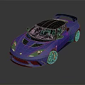 Blue Sports Car Featuring Black Roof Rear Spoiler Sleek Design And Shiny Wheels