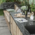 Delicious Bread On Marble Outdoor Kitchen Counter