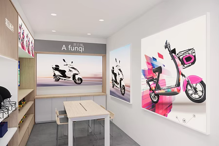 Modern Motorcycle Shop Helmet Motorcycle Accessories 3d model