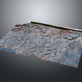Natural Stone Pavement Design With Irregular Gray Blue Slabs And Edge Green Plants