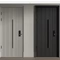 Modern Security Doors With Vertical Striped Design Light And Dark Color Smart Lock Features 3d model