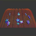 Glossy Colorful Jelly Dessert with Orange Pink Gradient and Star Geometric Decorations