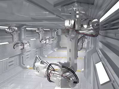Modern workshop machinery manufacturing 3d model