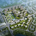 Aerial View Planning of Residential Complex With High Rise Buildings Central Green Spaces and Roads