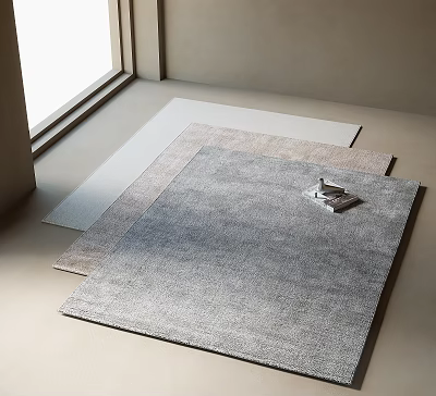 Modern Textured Square Rugs in Neutral Tones for Interior Design 3d model