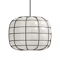 Modern Pendant Lights With White Shade And Black Grid Frame Design 3d model