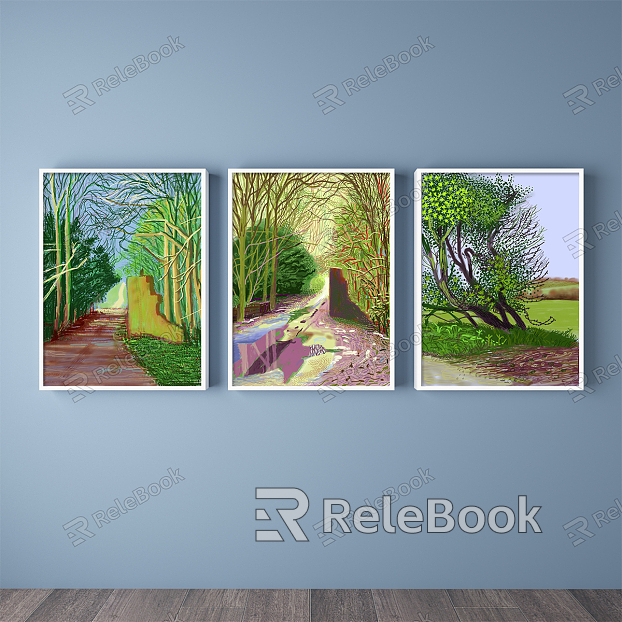 Modern landscape painting simple green children's room view natural light decorative painting model