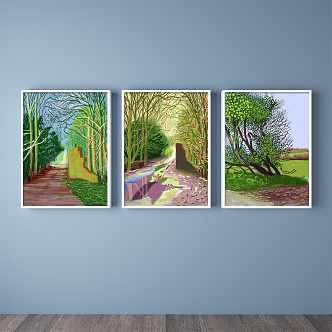 Modern landscape painting simple green children's room view natural light decorative painting 3d model