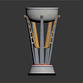 Elegant Trophy Design With Silver Cup Body Golden Interior Supporting Ladder Structure And Red Base