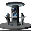 Public Facility with Modern Circular Design Illuminated Top Central Pillar and Multiple Touchscreen Displays 3d model