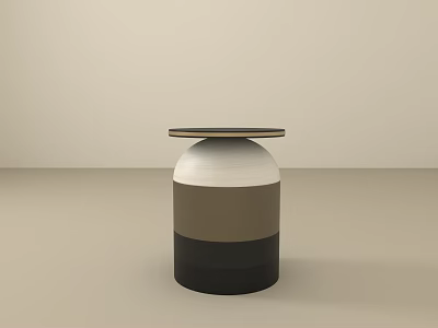 Modern Side Table With White Brown Black Layered Design And Round Top 3d model