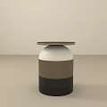 Modern Side Table With White Brown Black Layered Design And Round Top 3d model