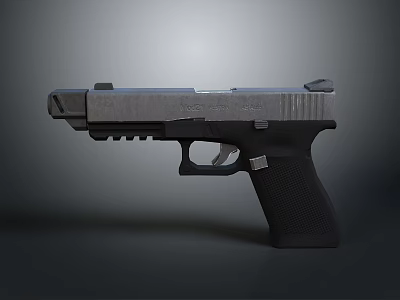 Tactical Modern Pistol With Ergonomic Black Grip And Silver Metal Body 3d model