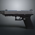 Tactical Modern Pistol With Ergonomic Black Grip And Silver Metal Body
