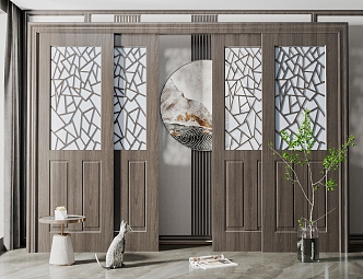 New Chinese-style sliding door 3d model