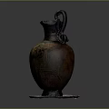 Ancient Decorative Vase With Intricate Patterns Curved Handle And Ornate Base