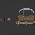 Vintage Wooden Carriage With White Canopy And Classic Wooden Wheels Structure