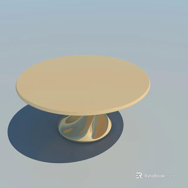 Round Negotiation Table With Light Colored Tabletop And Modern Metal Base Design 3d model 