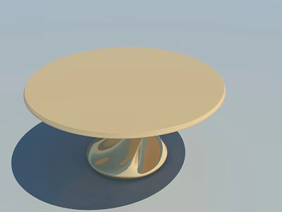 Round Negotiation Table With Light Colored Tabletop And Modern Metal Base Design 3d model