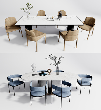 Modern Dining Table and Chair Combination Dining Table and Chair Combination Household Dining Table Dining Chair 3d model