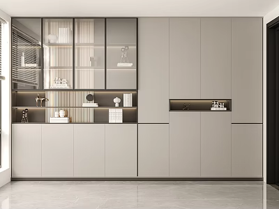 Modern Bookcase With Glass Doors Sleek Design Wooden Frame Built in Storage And LED Lighting 3d model