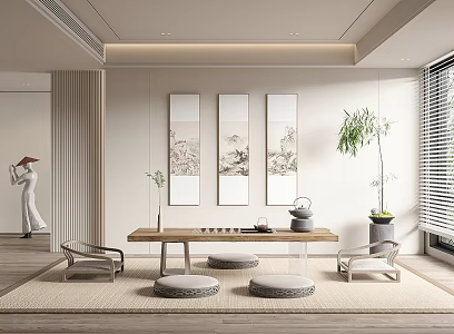 New Chinese Tea Room Tea Room Tea Table and Chair 3d model