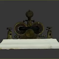 Vintage Scientific Device Featuring Green Coils Metal Components On Marble Base