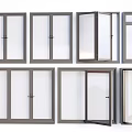 Casement Windows With Various Designs Open Closed Positions And Sleek Frames 3d model