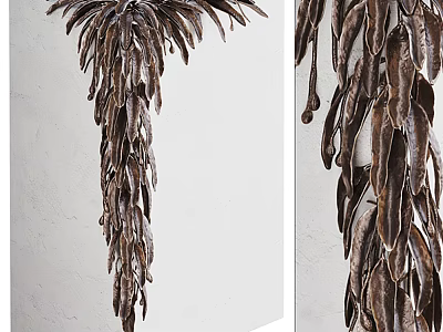 Artistic Corner Table With Unique Feather Shaped Metal Decorative Design 3d model