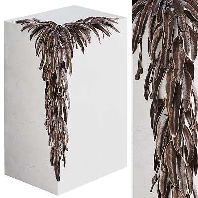 Artistic Corner Table With Unique Feather Shaped Metal Decorative Design 3d model