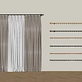 Different Colored Curtains And Stylish Curtain Rods On Wall