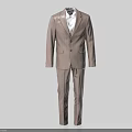 Elegant Light Brown Pinstripe Formal Suit Set With White Shirt