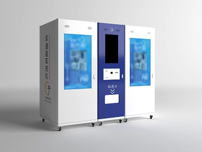 Modern Public Self Service Printer Kiosk With Touch Screen And Digital Interface 3d model