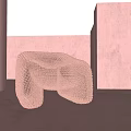 Cozy Pink Textured Accent Chair In Soft Knitted Design With Pastel Background Setting