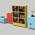 Colorful Decorative Cabinets With Shelves Drawers Potted Plant And Decorative Items