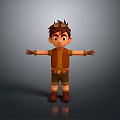 Playful Child Boy Wearing Pilot Goggles Brown Vest Shorts And Boots With Arms Outstretched