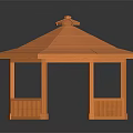 Wooden Octagonal Gazebo Outdoor Garden Structure With Classic Roof Railing And Bench