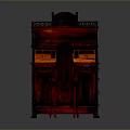 Dark Red Antique Wooden Desk With Intricate Carved Details Matching Chair And Green Writing Surface