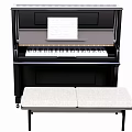 Classic Black Piano With Matching Bench And Music Sheet On Top