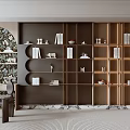 Modern Bookcase Interior Design With Layered Shelves Books And Decorative Items 3d model